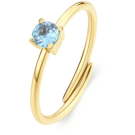 anello dazzly in acciaio gold con zircone blu
