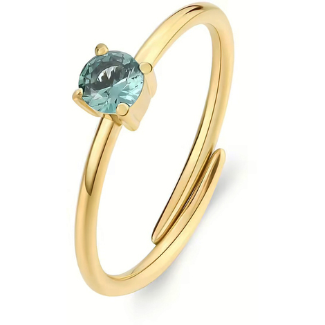 anello in acciaio Dazzly gold con zircone azzurro