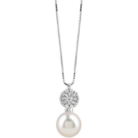 collana di bliss da donna in oro bianco diamanti e perla 20080036