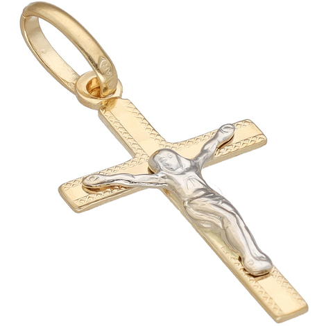 Ciondolo croce cristo bicolore oro 18Kt SarniOro