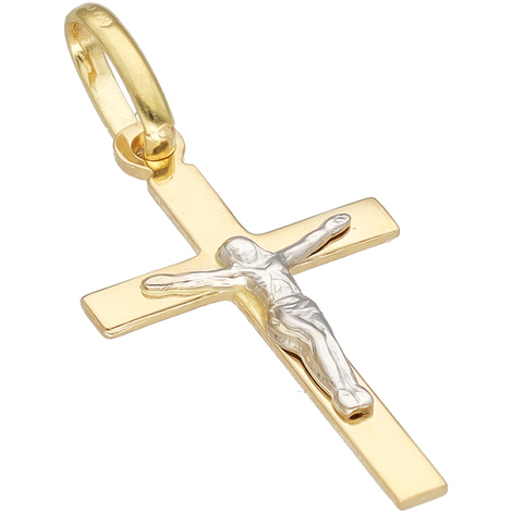 Ciondolo croce cristo bicolore oro 18Kt SarniOro